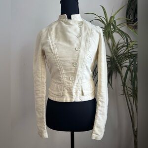 French connection cropped military jacket top cream Women's xs